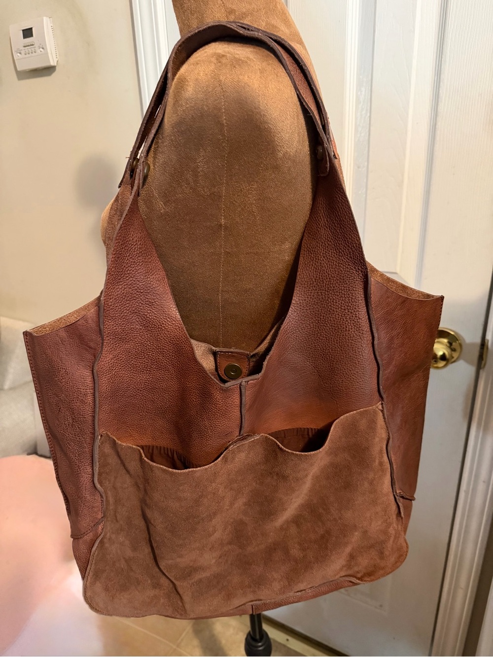 NWOT Free People Women's Brown Suede & Leather Tote Bag - Casual Everyday Carry